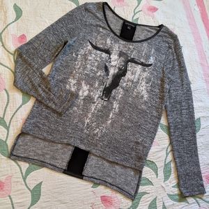 Rock & Republic Bull Skull Hi/Lol Light Sweater
